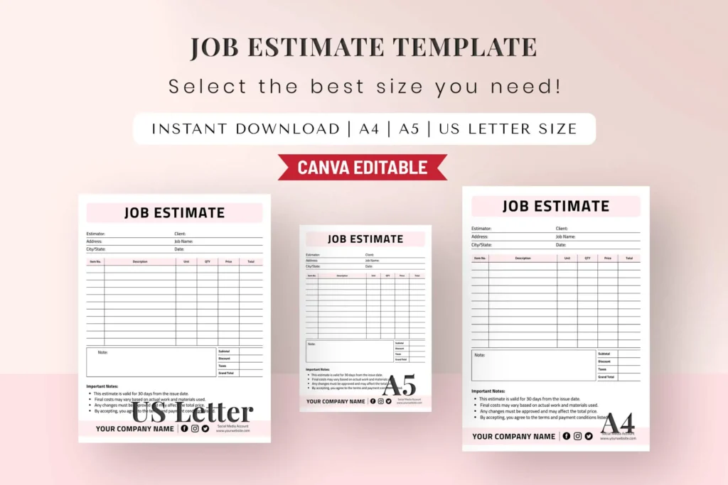 Free Job Estimate Template Free Job Estimate Template