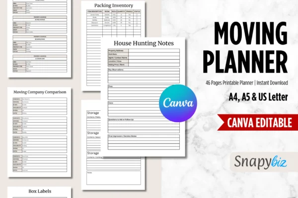 Moving Planner Feature Image 3 Canva moving checklist, printable planner pdf - image 3