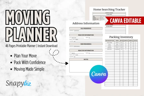 Moving Planner Feature Image 6 Canva moving checklist, printable planner pdf - image 6