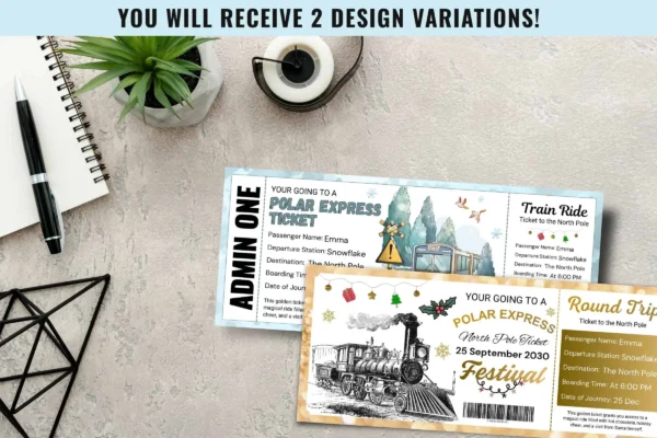 Polar Express Ticket Feature Images 2 Personalized polar express ticket, canva editable template - image 2