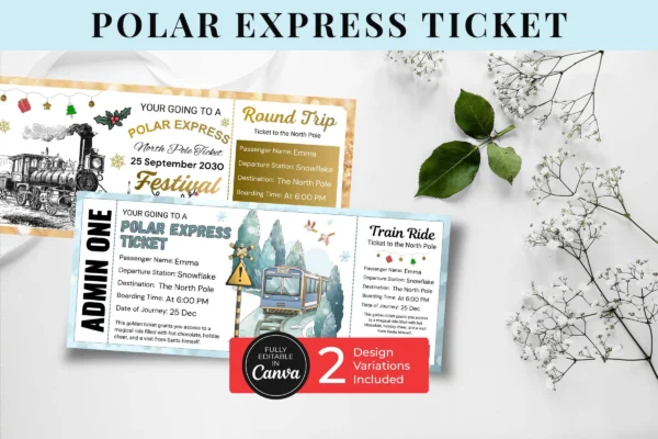 Polar Express Ticket Feature Images 3 Personalized polar express ticket, canva editable template - image 3