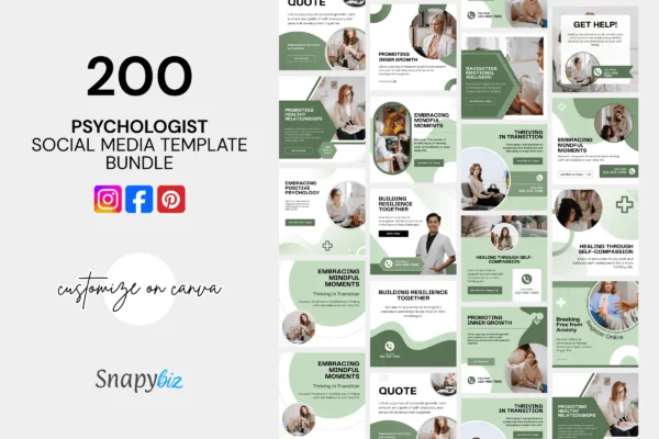 Psychologist Social Media Template Bundle Feature Images 3 Psychology social media canva template bundle - image 3