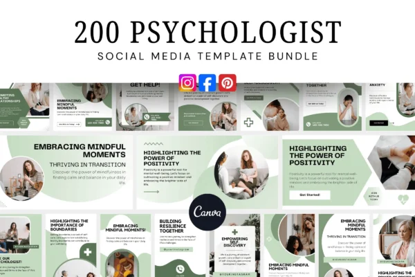 Psychologist Social Media Template Bundle Feature Images 4 Psychology social media canva template bundle - image 4