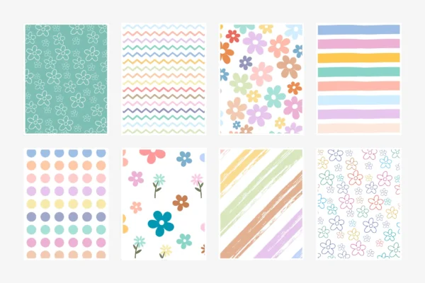 Rainbow Flowers Pattern Digital Paper Feature Images 2 Rainbow flowers pattern digital paper - image 2