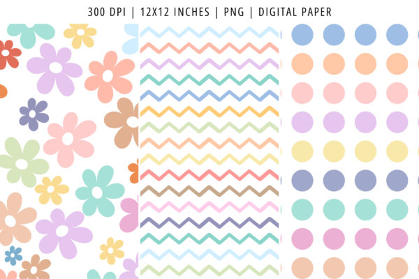 Rainbow Flowers Pattern Digital Paper Feature Images 4 Rainbow flowers pattern digital paper - image 4