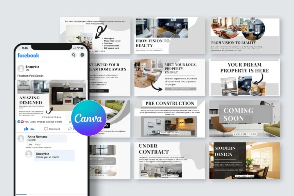 Real Estate Facebook Templates Feature Images 7 Real estate facebook canva post editable template - image 7
