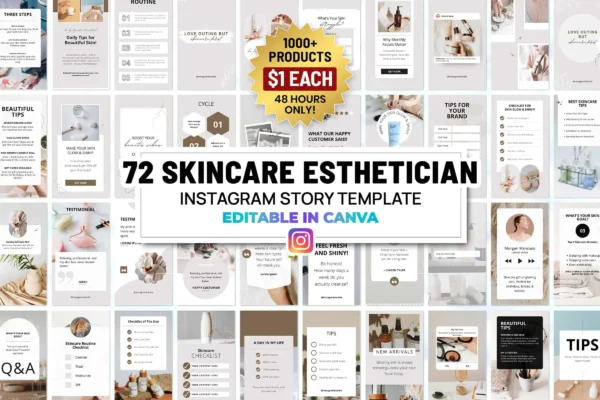 Skincare Esthetician Instagram Story Template Feature Images 1 Skincare esthetician instagram story canva templates bundle with modern beauty layouts, editable designs, and promotional content