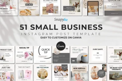 51 Small Business Canva editable Instagram templates featuring modern layouts for branding, tips, quotes, and product posts