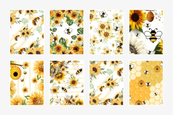 Sunflower Honey Bee Digital Paper Feature Images 2 Seamless sunflower honey bee digital paper - image 2