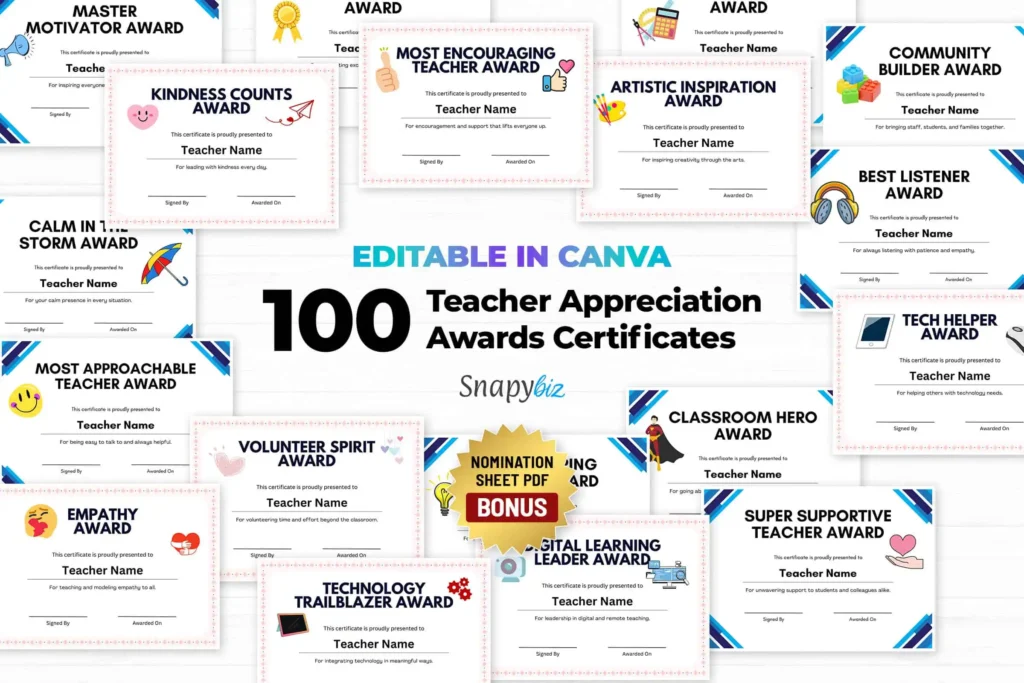 Editable Teacher Appreciation Awards Certificates Templates Editable Teacher Appreciation Awards Certificates Templates