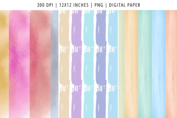 Watercolor Stripes Pattern Digital Paper Feature Images 4 Watercolor stripes pattern digital paper - image 4