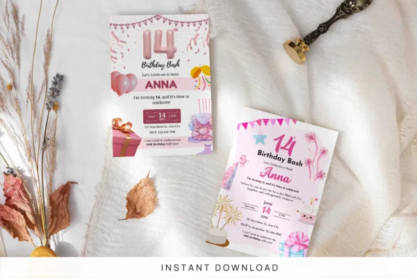 14Th Birthday Invitation Template It 69 Feature Images 1 14th birthday invitation canva editable template - image 2
