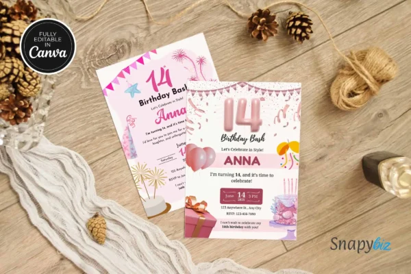 14Th Birthday Invitation Template It 69 Feature Images 7 14th birthday invitation canva editable template - image 6
