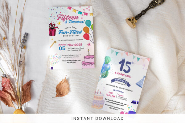15Th Birthday Invitation Template It 70 Feature Images 1 15th birthday invitation canva card template - image 11