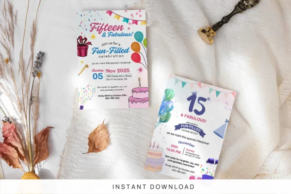 15Th Birthday Invitation Template It 70 Feature Images 1 15th birthday invitation canva card template - image 2