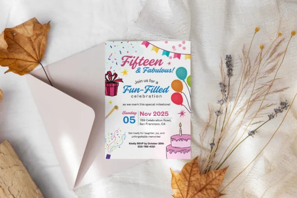 15Th Birthday Invitation Template It 70 Feature Images 2 15th birthday invitation canva card template - image 3