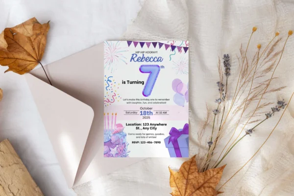 7Th Birthday Invitation Template It 62 Feature Images 2 7th birthday invitation canva card template - image 3