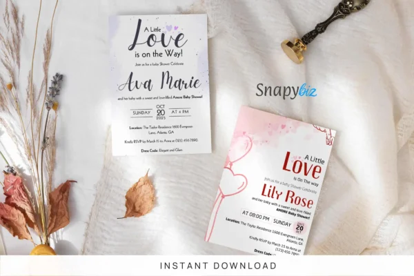Amore Baby Shower Invitation Template It 42 Feature Images 1 Editable amore baby shower invitation canva template with romantic love theme, soft colors, and elegant modern design