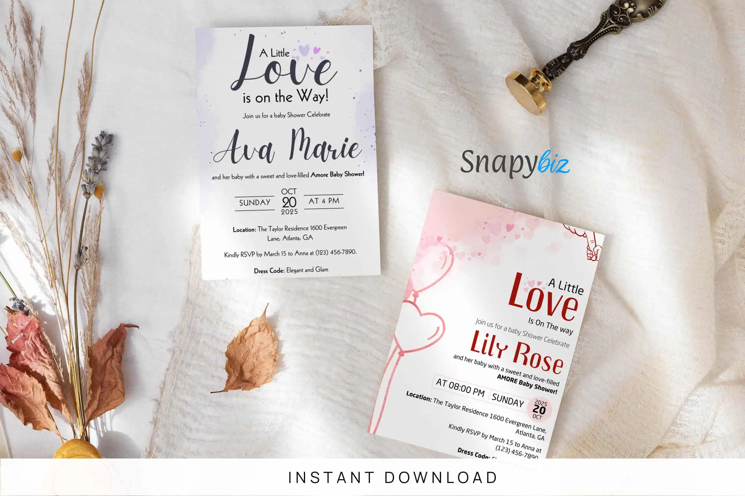 Amore Baby Shower Invitation Template It 42 Feature Images 1 Editable amore baby shower invitation canva template with romantic love theme, soft colors, and elegant modern design