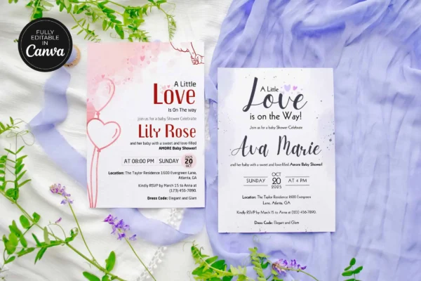 Amore Baby Shower Invitation Template It 42 Feature Images 4 Editable canva baby shower invitation card template - image 4