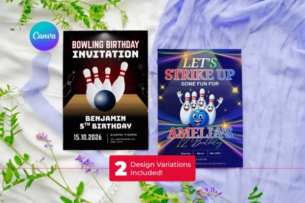 Bowling Birthday Invitation 1T 80 Feature Images 4 Editable bowling birthday invitation canva template - image 3