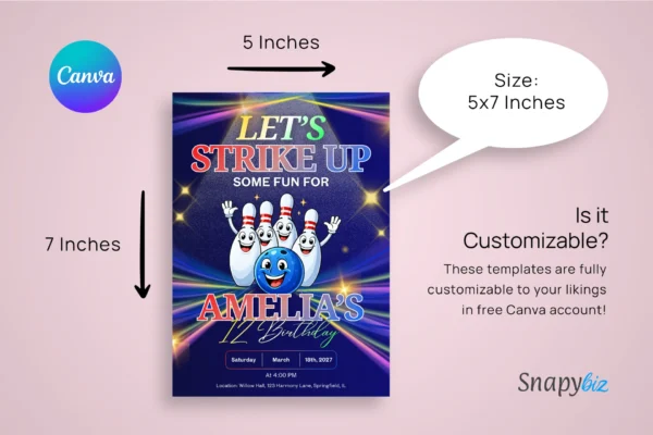Bowling Birthday Invitation 1T 80 Feature Images 8 Editable bowling birthday invitation canva template - image 8