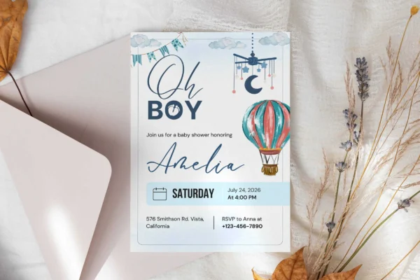 Boy Baby Shower Invitation It 34 Feature Images 2 Editable boy baby shower invitation card canva template - image 2