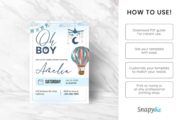 Boy Baby Shower Invitation It 34 Feature Images 5 Editable boy baby shower invitation card canva template - image 5