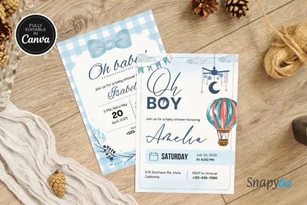 Boy Baby Shower Invitation It 34 Feature Images 7 Editable boy baby shower invitation card canva template - image 7