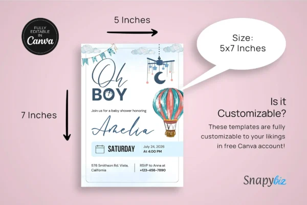 Boy Baby Shower Invitation It 34 Feature Images 8 Editable boy baby shower invitation card canva template - image 8