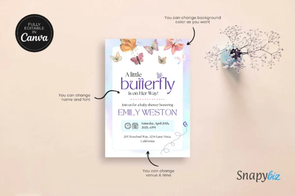 Butterfly Baby Shower Invitation It 35 Feature Images 6 Editable butterfly baby shower invitation card template - image 6