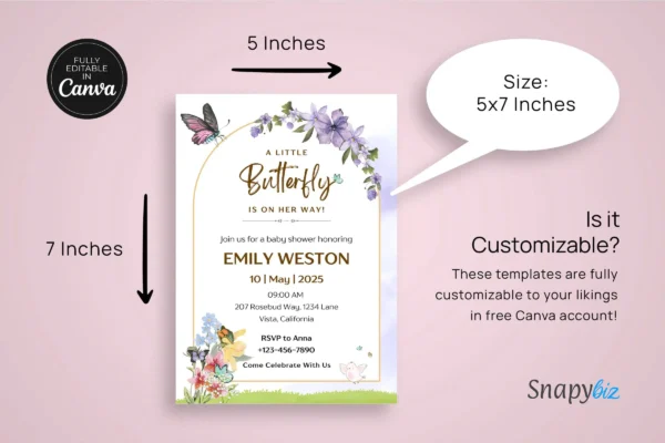 Butterfly Baby Shower Invitation It 35 Feature Images 8 Editable butterfly baby shower invitation card template - image 8