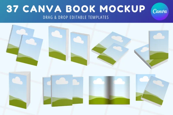 Canva editable book mockup templates bundle - image 2