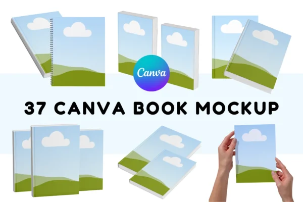 Canva editable book mockup templates bundle
