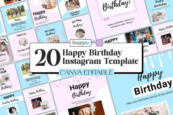 Happy Birthday Instagram Template Fb 133 Feature Images 1 Happy birthday instagram canva templates bundle with editable posts, pastel designs, and celebration themed layouts