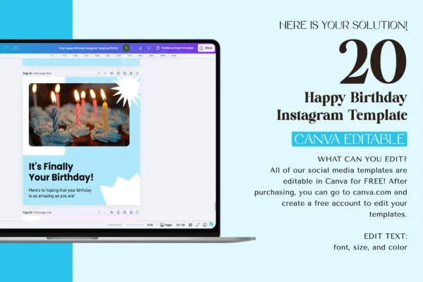 Happy Birthday Instagram Template Fb 133 Feature Images 2 Free happy birthday instagram canva post template - image 2