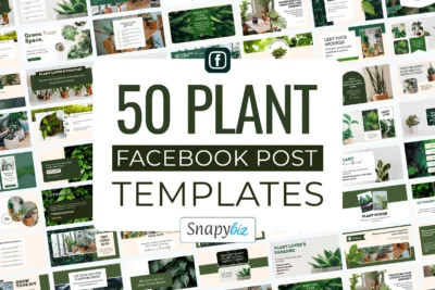 Plant Facebook post templates Canva bundle with green aesthetic designs for plant marketing and social media posts