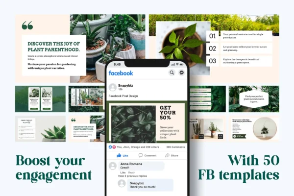 Plant Facebook Post Templates Feature Images 3 Editable plant facebook canva post templates for marketing - image 3