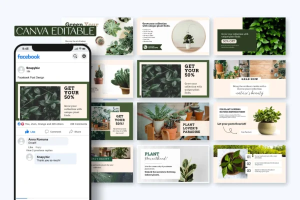 Plant Facebook Post Templates Feature Images 7 Editable plant facebook canva post templates for marketing - image 7