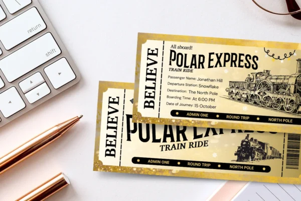 Polar Express Golden Ticket Feature Image 2 Personalized polar express ticket template - image 2