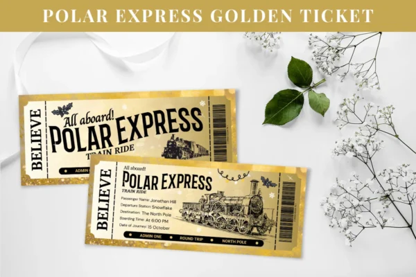 Polar Express Golden Ticket Feature Image 3 Personalized polar express ticket template - image 3