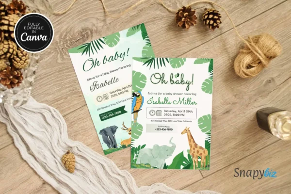 Safari Baby Shower Invitation Template Feature Images 7 Editable safari baby shower invitation canva card template - image 6