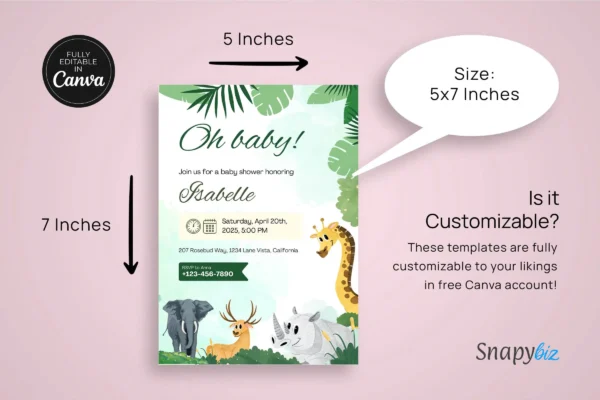 Safari Baby Shower Invitation Template Feature Images 8 Editable safari baby shower invitation canva card template - image 7