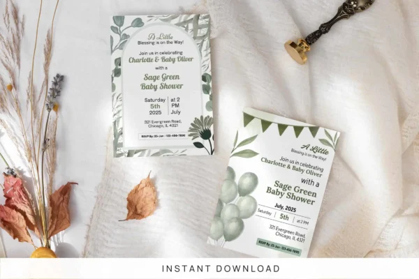Sage Green Baby Shower Invitation It 44 Feature Images 1 Sage green baby shower invitation template - image 2