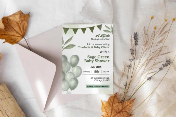 Sage Green Baby Shower Invitation It 44 Feature Images 2 Sage green baby shower invitation template - image 3