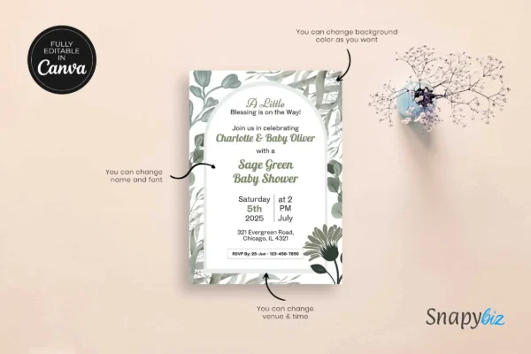 Sage Green Baby Shower Invitation It 44 Feature Images 6 Sage green baby shower invitation template - image 7
