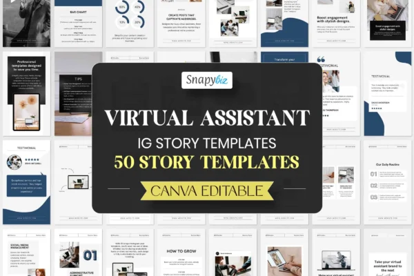 Virtual Assistant Instagram Story Template Feature Images 1 Virtual assistant instagram story templates canva editable with 50 ig story designs for va business branding and content creation