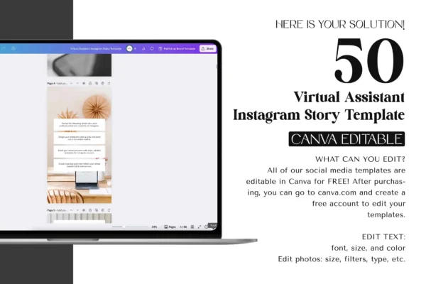 Virtual Assistant Instagram Story Template Feature Images 2 Editable virtual assistant instagram canva story template - image 2