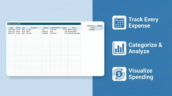 Daily monthly yearly budget tracker excel template - image 4