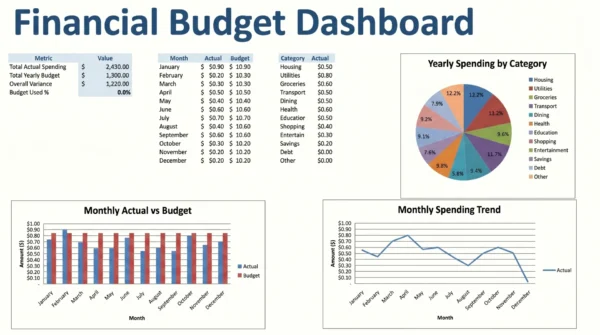 Daily monthly yearly budget tracker excel template